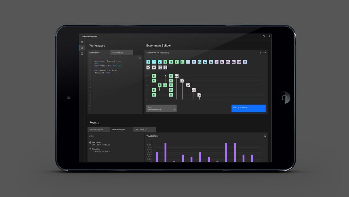 A dashboard view of Quantum Composer on a mobile device.